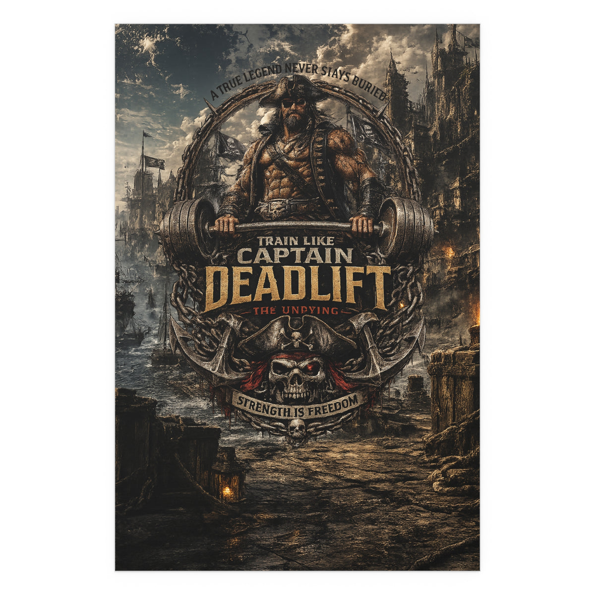 Captain Deadlift Fitness Poster — Train Like Captain Deadlift Indoor/Outdoor Silk Poster