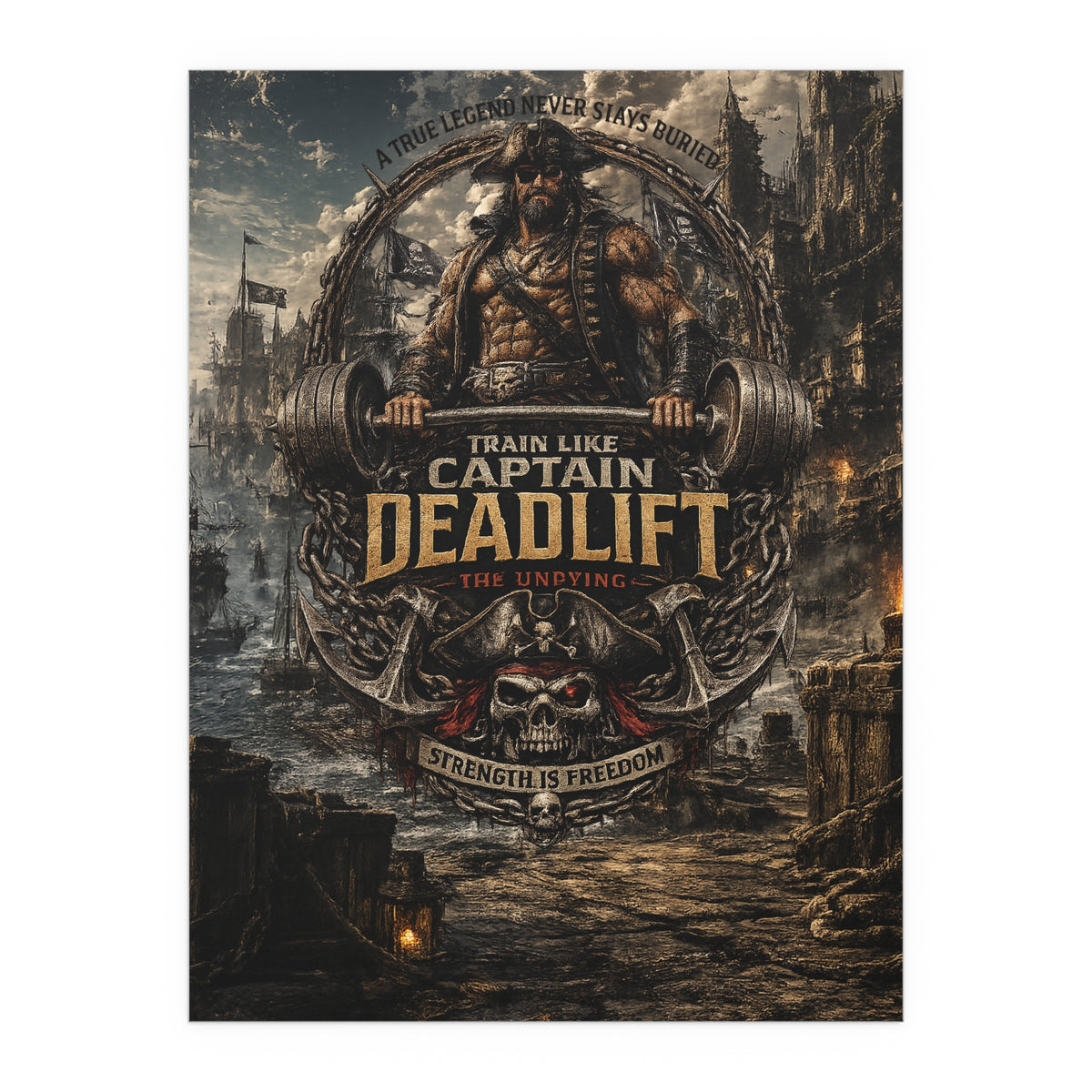 Captain Deadlift Fitness Poster — Train Like Captain Deadlift Indoor/Outdoor Silk Poster