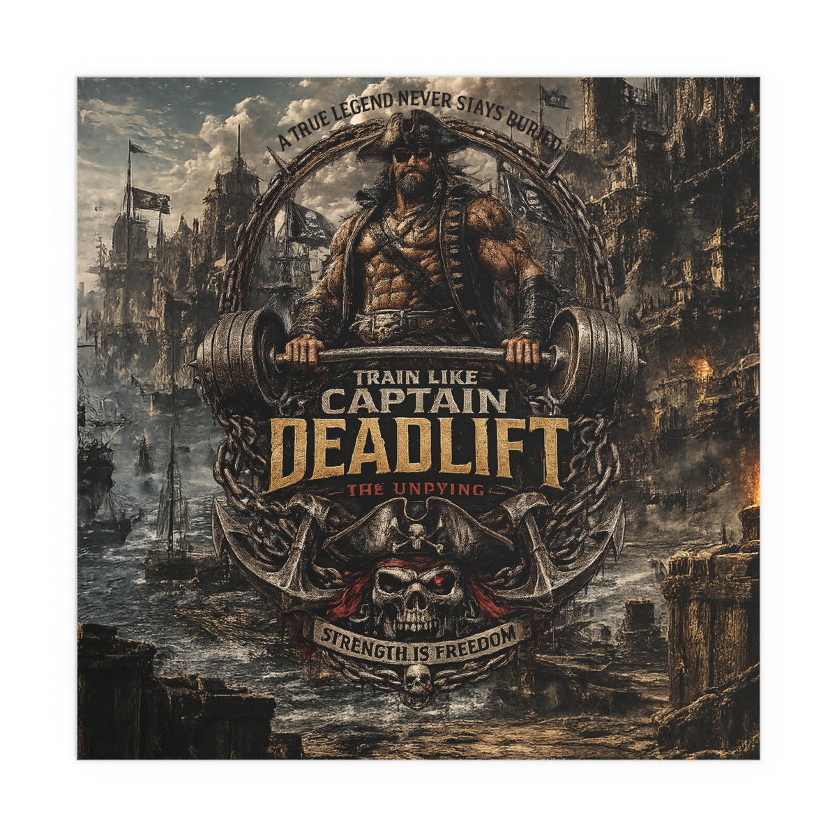 Captain Deadlift Fitness Poster — Train Like Captain Deadlift Indoor/Outdoor Silk Poster