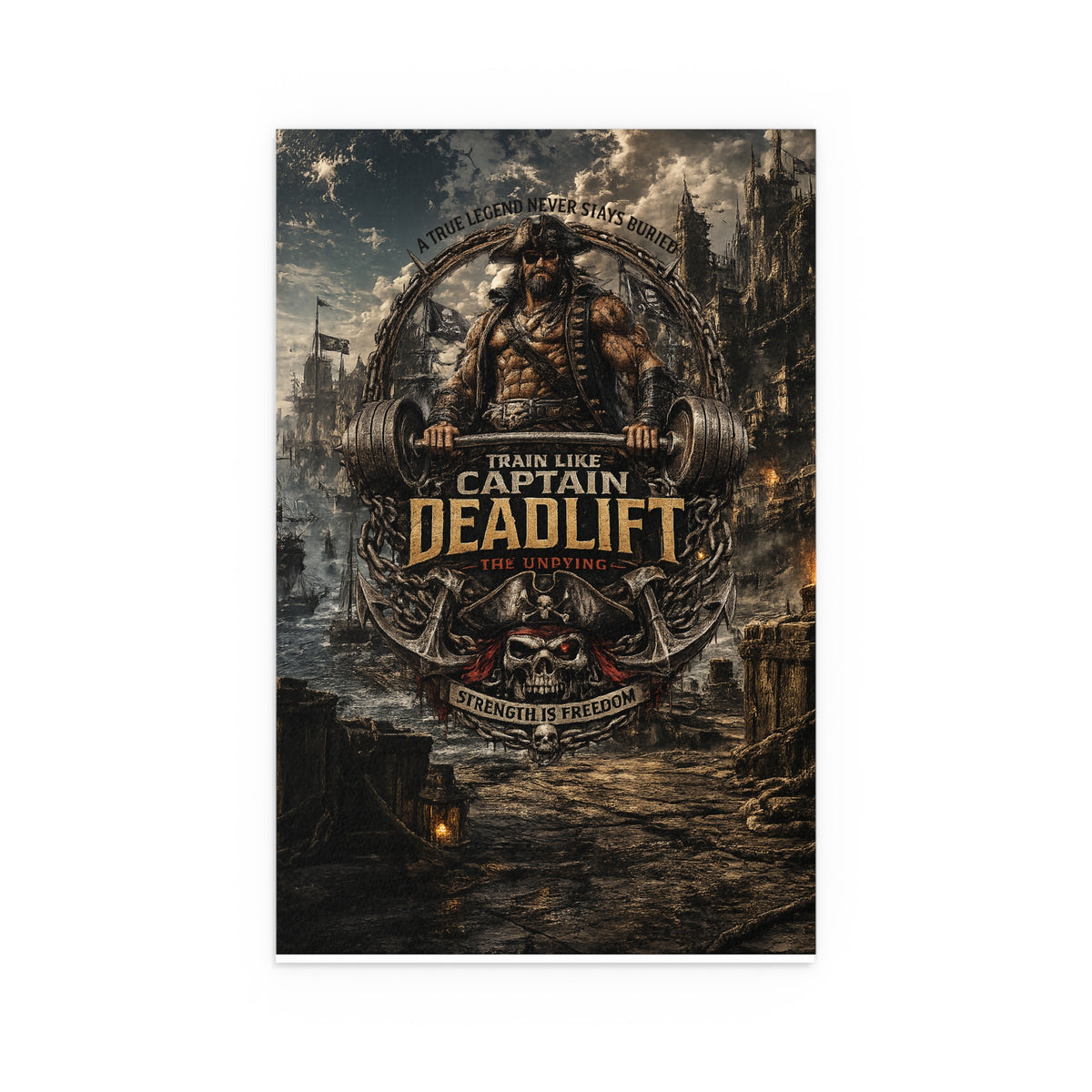 Captain Deadlift Fitness Poster — Train Like Captain Deadlift Indoor/Outdoor Silk Poster