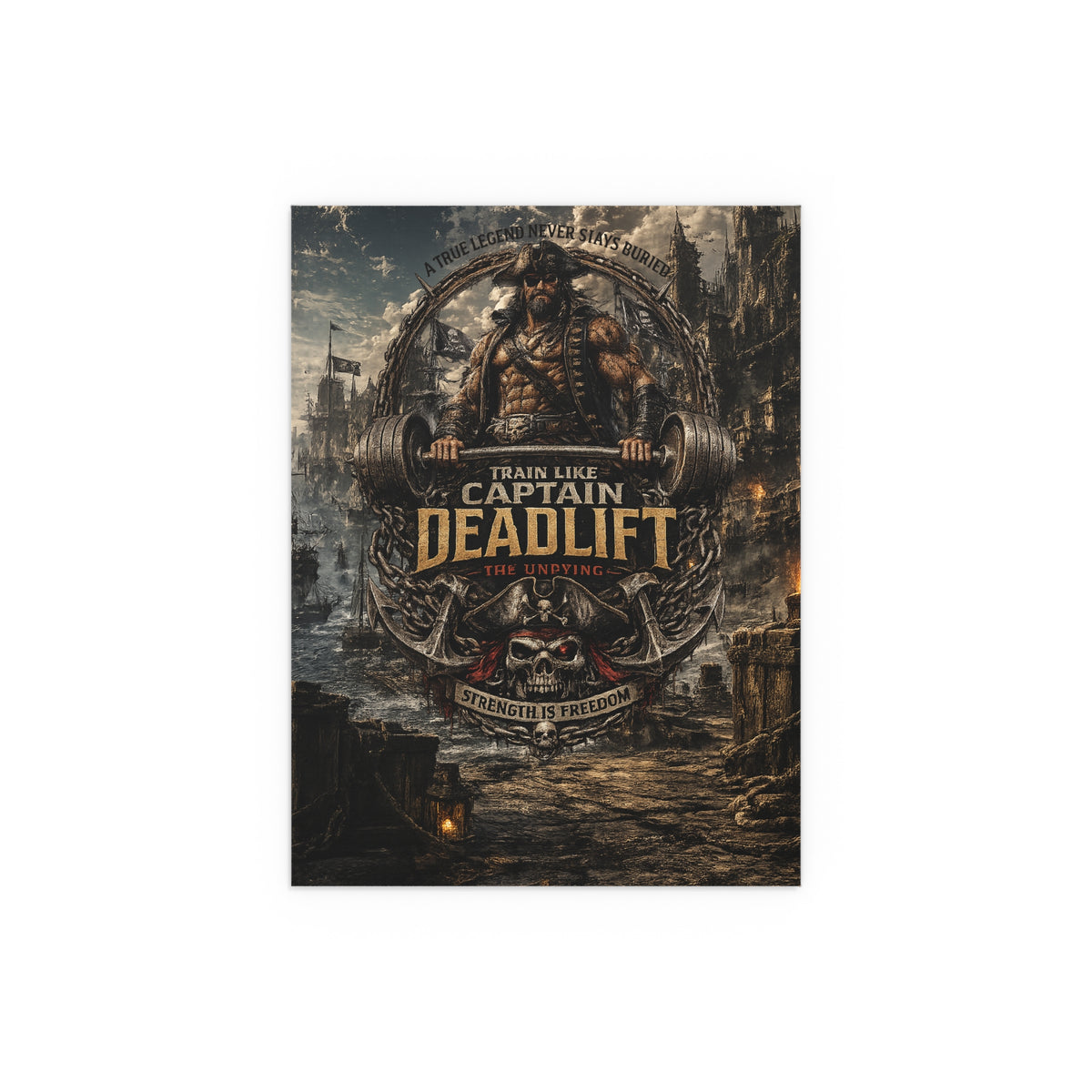 Captain Deadlift Fitness Poster — Train Like Captain Deadlift Indoor/Outdoor Silk Poster