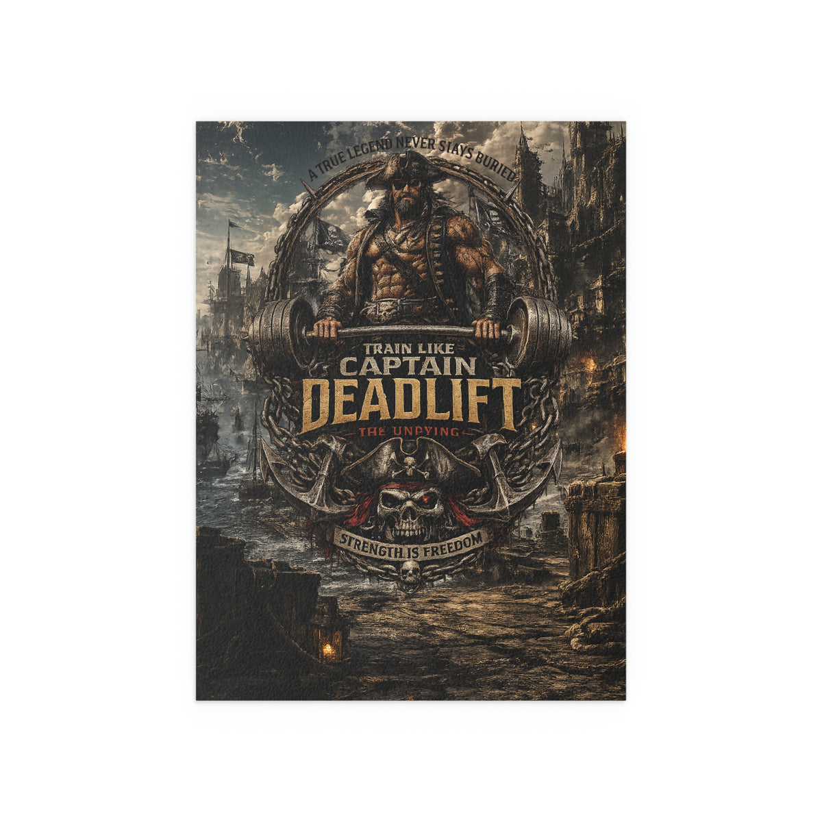 Captain Deadlift Fitness Poster — Train Like Captain Deadlift Indoor/Outdoor Silk Poster