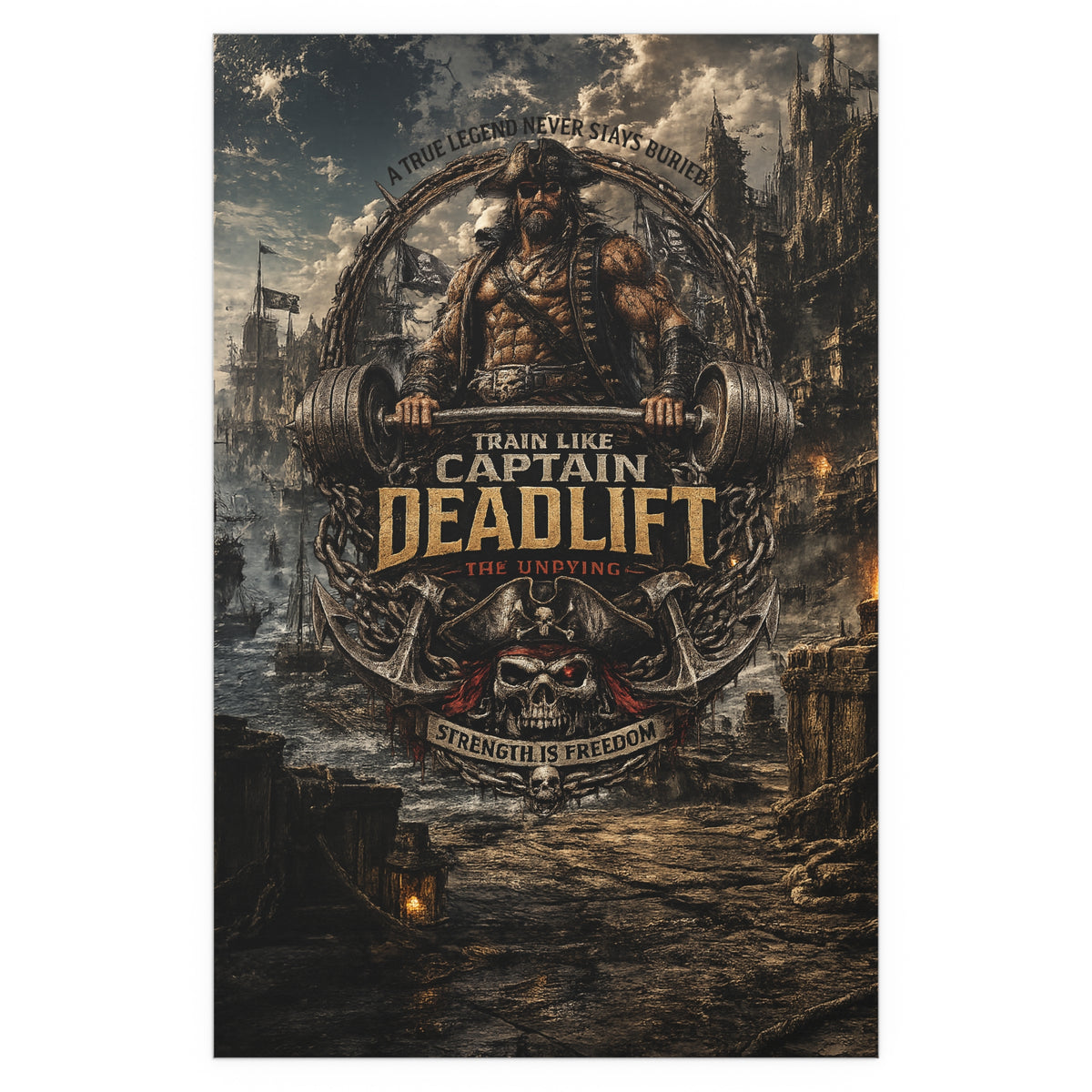 Captain Deadlift Fitness Poster — Train Like Captain Deadlift Indoor/Outdoor Silk Poster