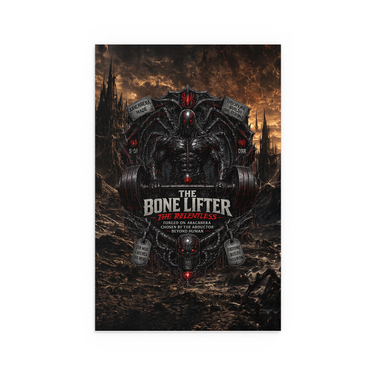"The Bone Lifter: The Relentless" Dark Fantasy Gym Art silk poster