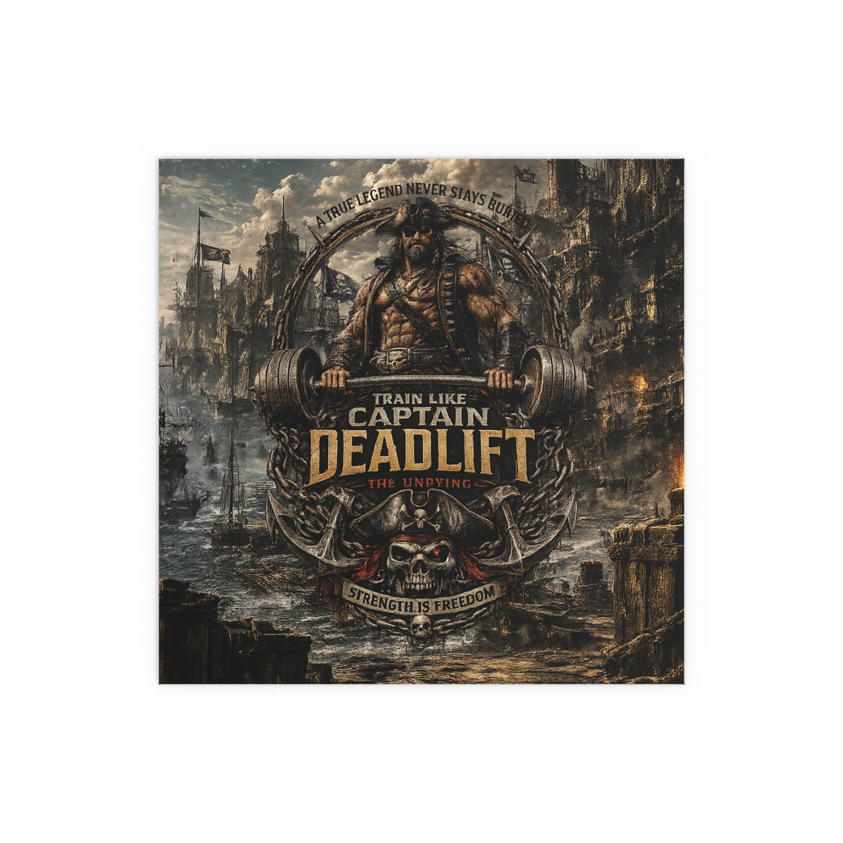 Captain Deadlift Fitness Poster — Train Like Captain Deadlift Indoor/Outdoor Silk Poster
