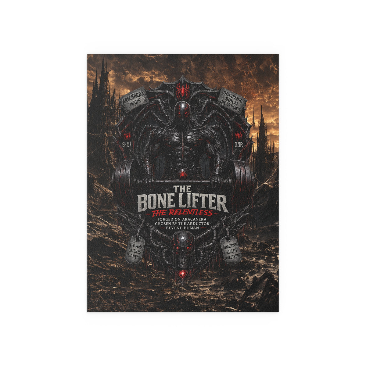 "The Bone Lifter: The Relentless" Dark Fantasy Gym Art silk poster