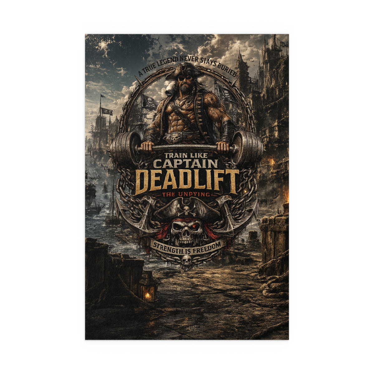 Captain Deadlift Fitness Poster — Train Like Captain Deadlift Indoor/Outdoor Silk Poster