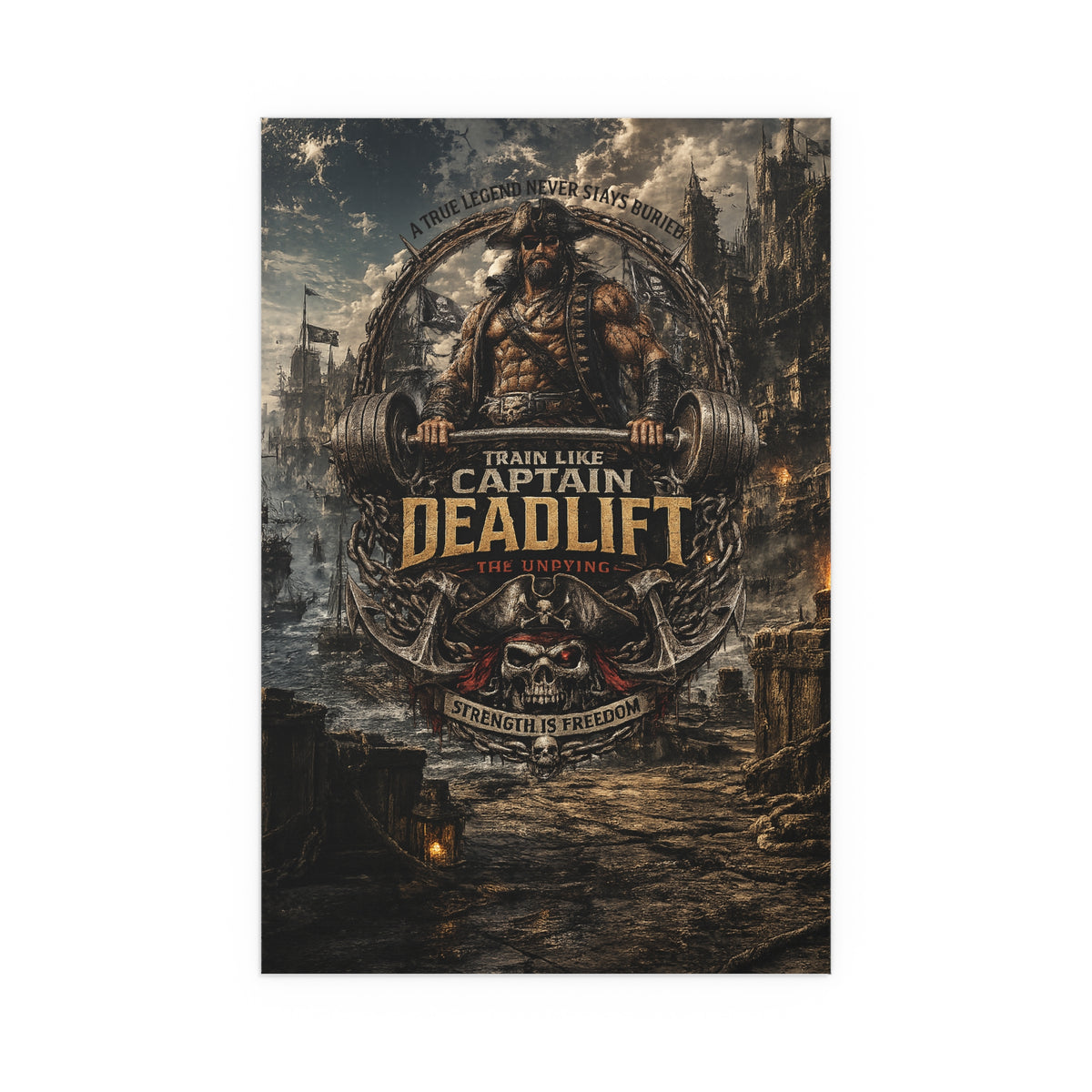 Captain Deadlift Fitness Poster — Train Like Captain Deadlift Indoor/Outdoor Silk Poster