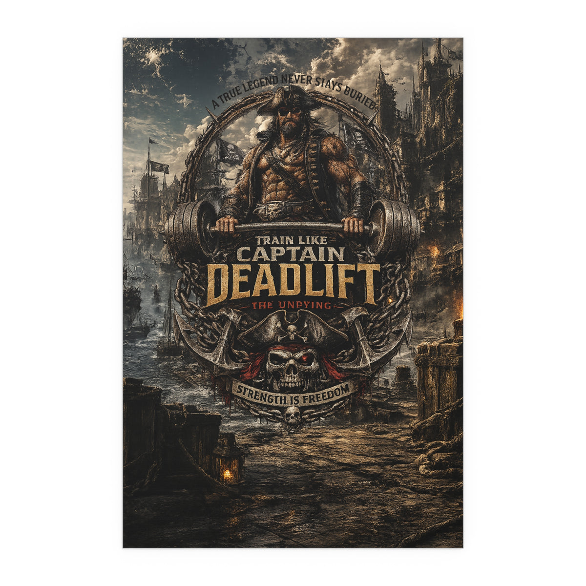 Captain Deadlift Fitness Poster — Train Like Captain Deadlift Indoor/Outdoor Silk Poster