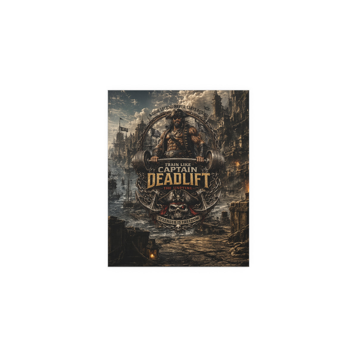 Captain Deadlift Fitness Poster — Train Like Captain Deadlift Indoor/Outdoor Silk Poster
