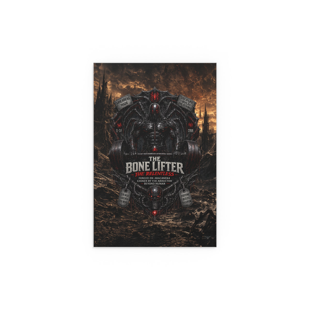 "The Bone Lifter: The Relentless" Dark Fantasy Gym Art silk poster