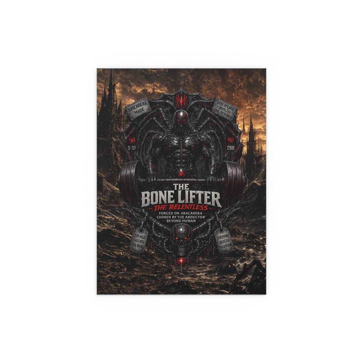 "The Bone Lifter: The Relentless" Dark Fantasy Gym Art silk poster