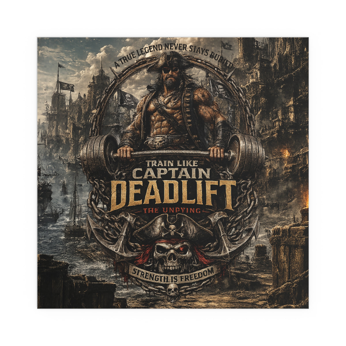 Captain Deadlift Fitness Poster — Train Like Captain Deadlift Indoor/Outdoor Silk Poster