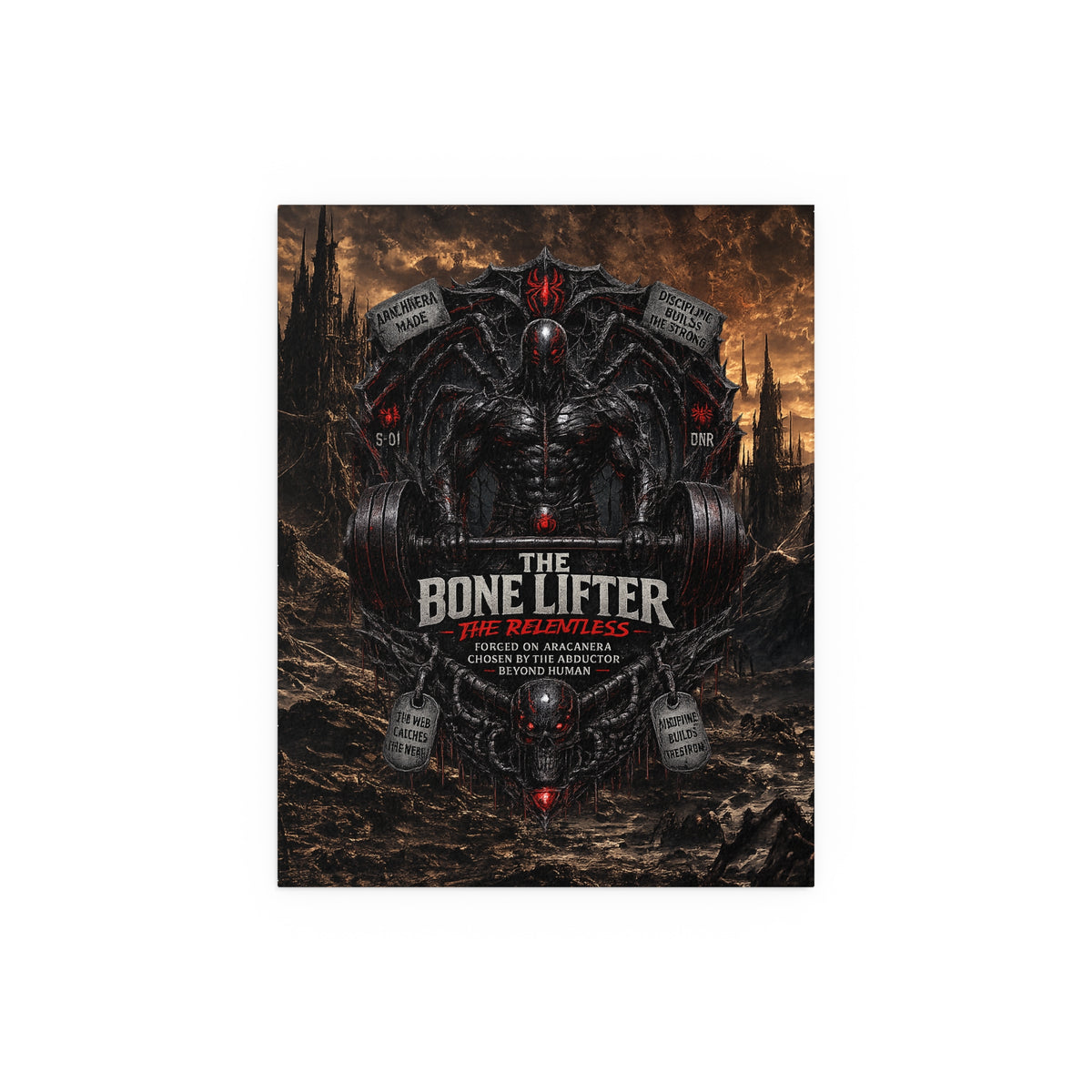 "The Bone Lifter: The Relentless" Dark Fantasy Gym Art silk poster